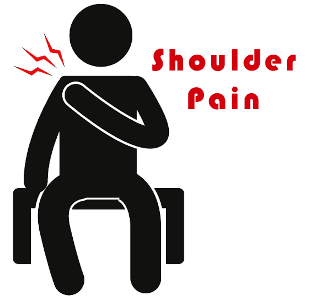 clipart of stick figure with shoulder pain