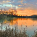 Sunset over a lake